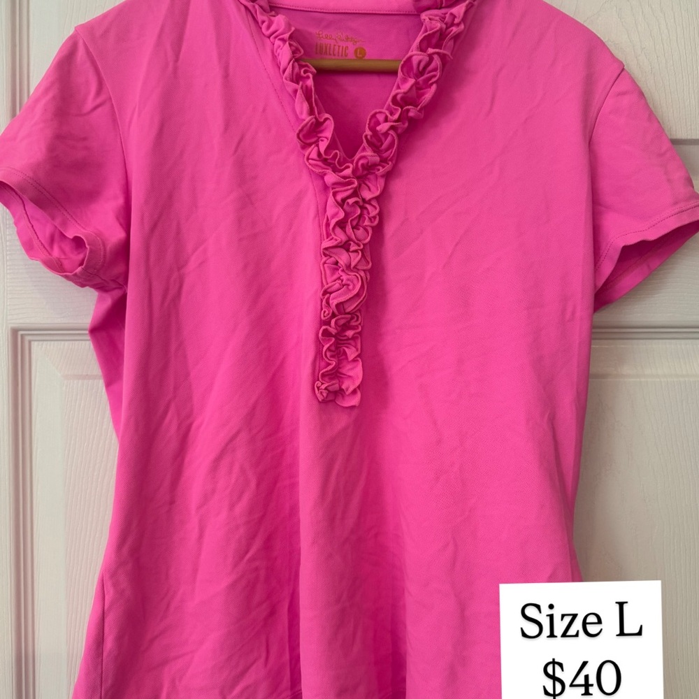 Lilly Pulitzer Pink Ruffled Short Sleeve Blouse